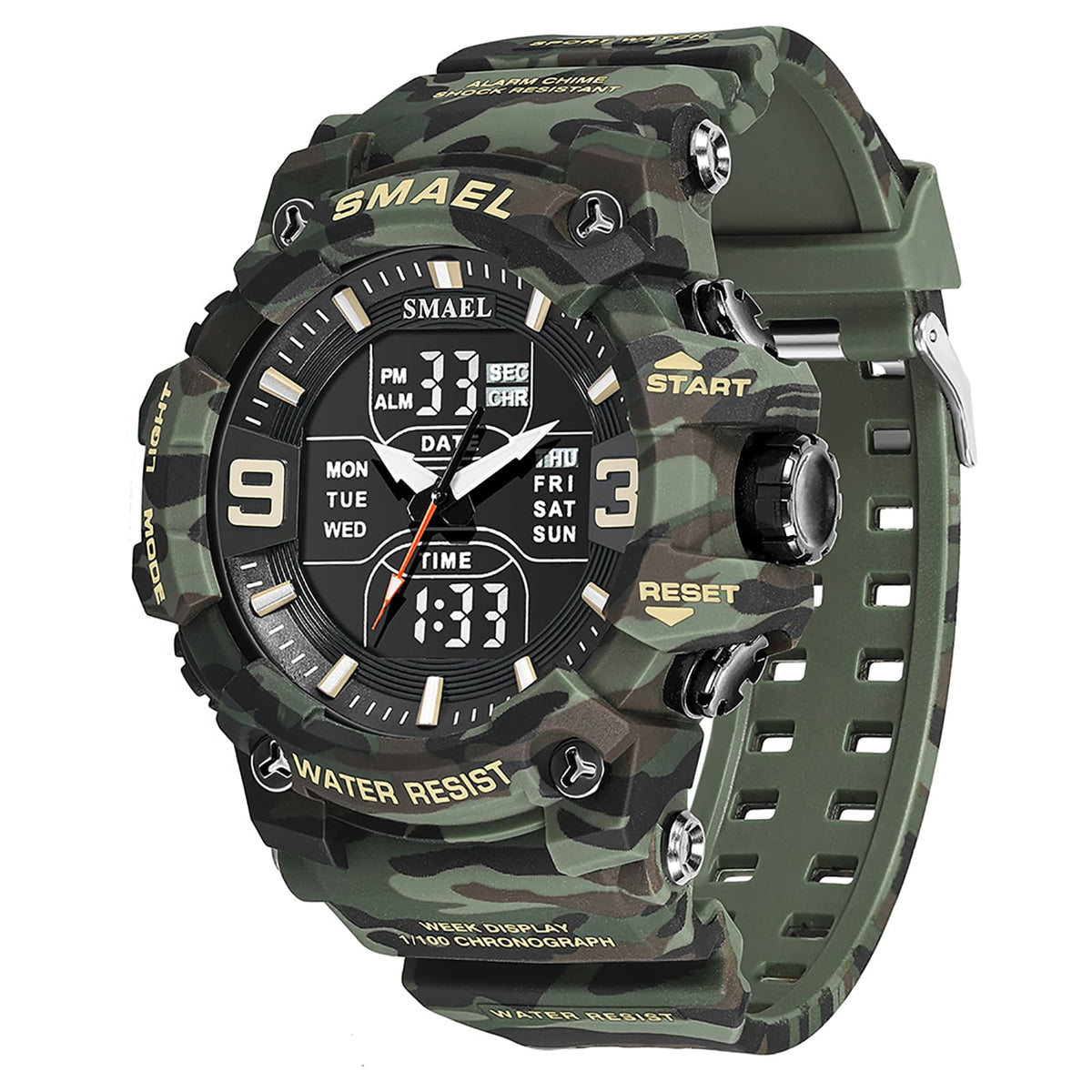 Men Tactical Analog Digital Sport Watch 50M LED S63066