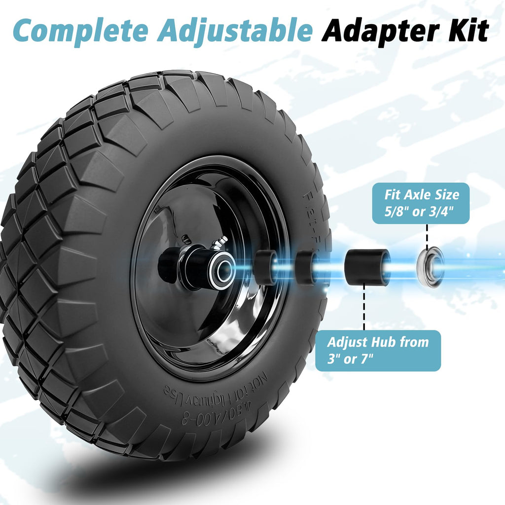 16" Flat Free Solid Rubber Wheelbarrow Wheels, 2 Pack U456878