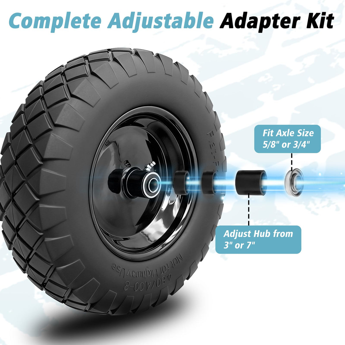 16" Flat Free Solid Rubber Wheelbarrow Wheels, 2 Pack U456878