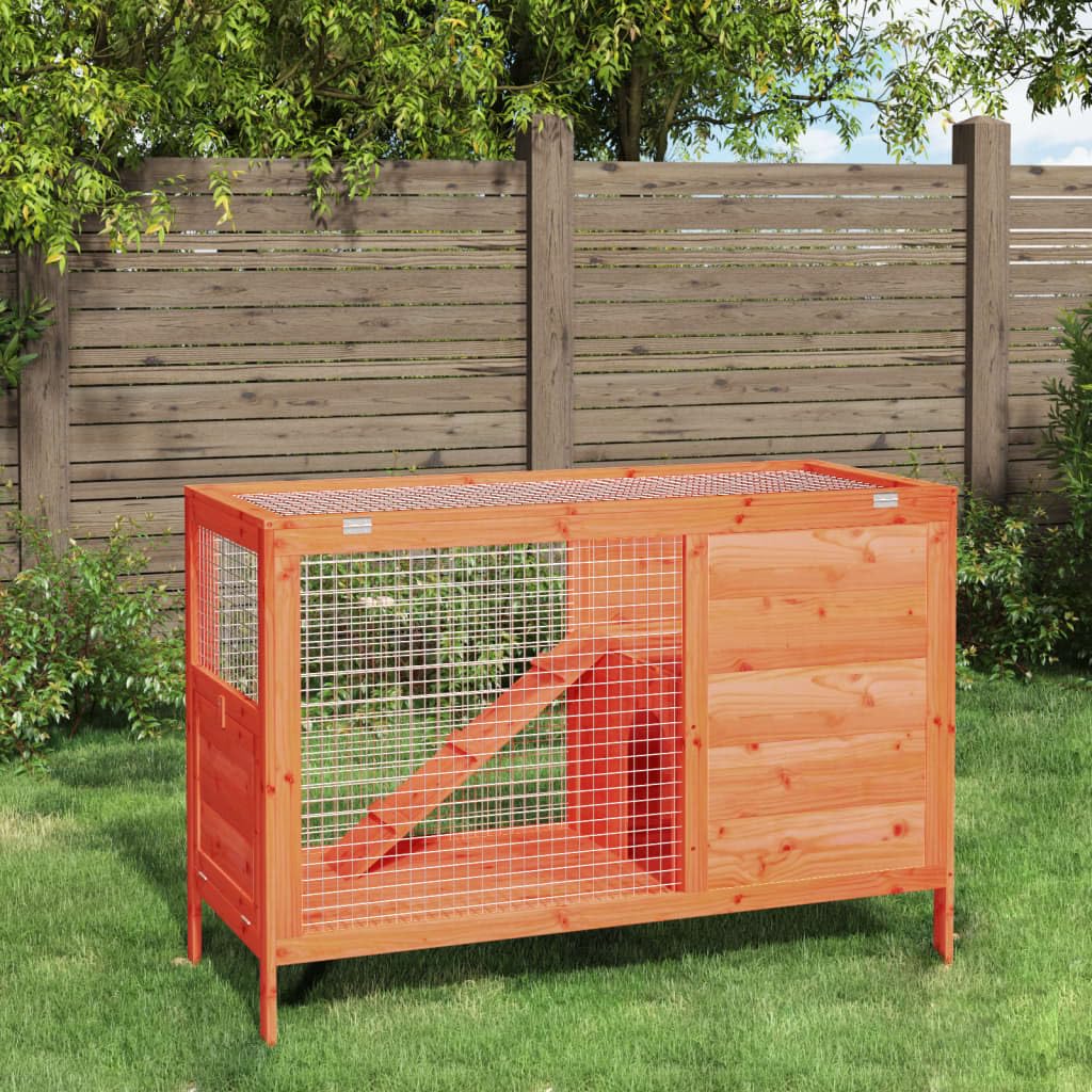 Solid Pine Wood 2 Tier Rabbit Hutch with Ramp F8216