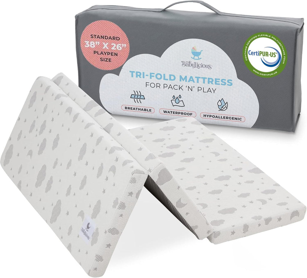 Pack and Play Mattress Topper 38" x 26" Trifold Soft Foam C6762