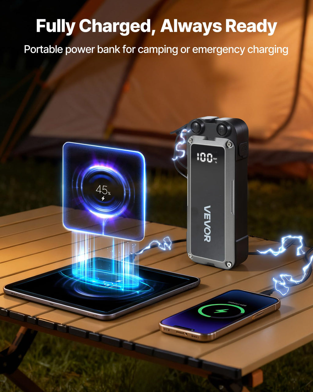 4000A Peak 12V Portable Lithium Jump Starter with Flashlight and Jumper Cable Y684
