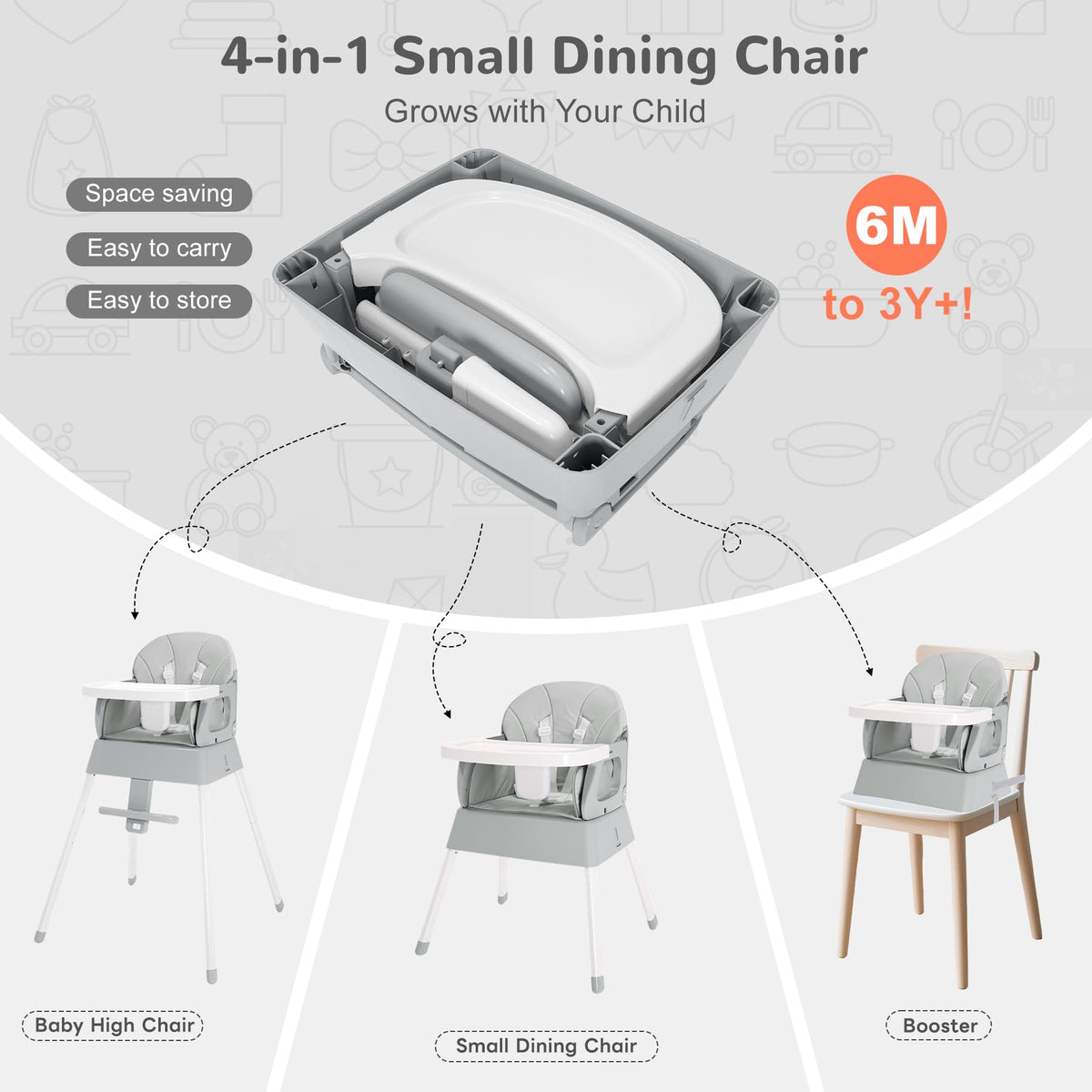 4 in 1 Portable Convertible High Chair G8510