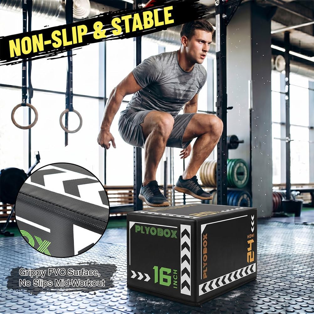3-in-1 Foam Plyometric Jump Box, 16/20/24 Inch H989425