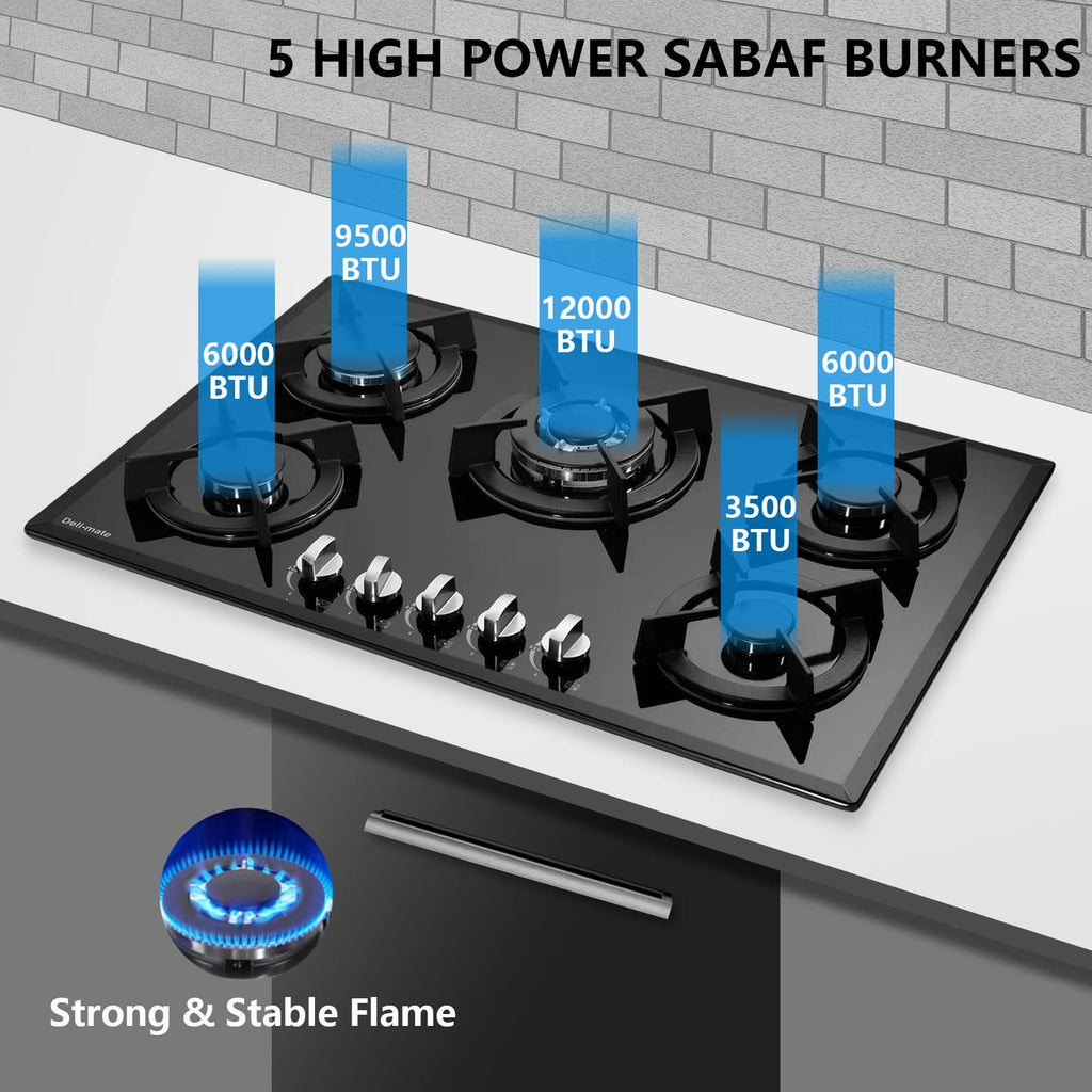 30 Inch 5 Burner Dual Fuel Gas Stovetop W987