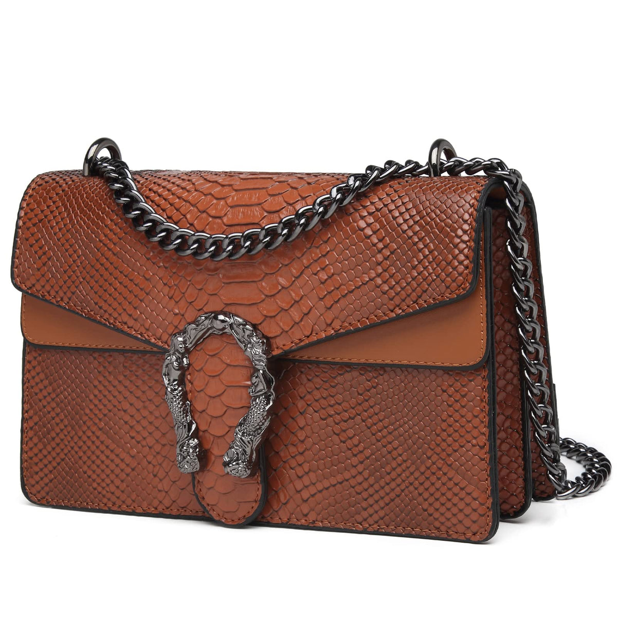 Snake Printed Leather Crossbody Bag B29990