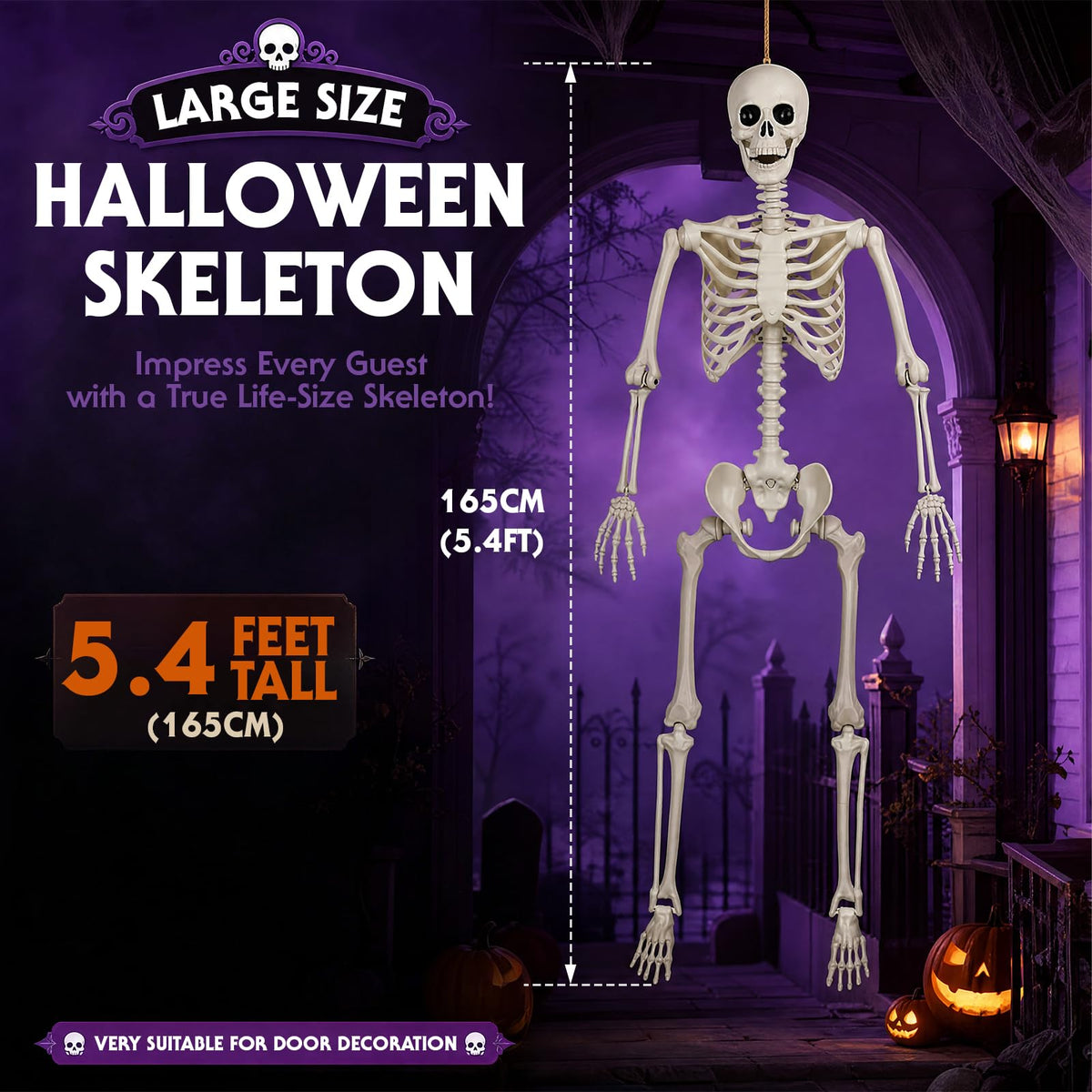 5.4 Ft Halloween Full Body Skeleton T3236