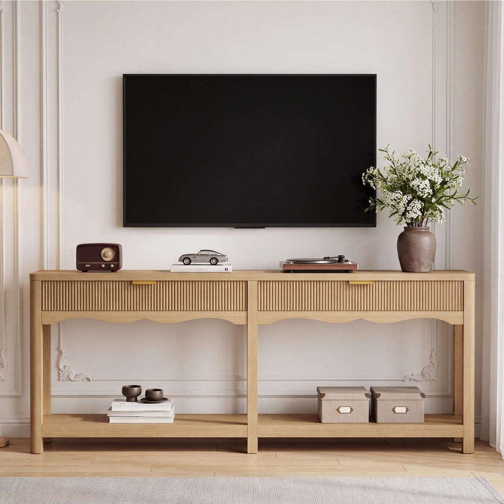 71" Oak Console Table with Storage I13097