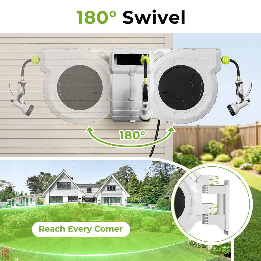 1/2 Inch x 100ft Wall Mounted Retractable Garden Hose Reel F948
