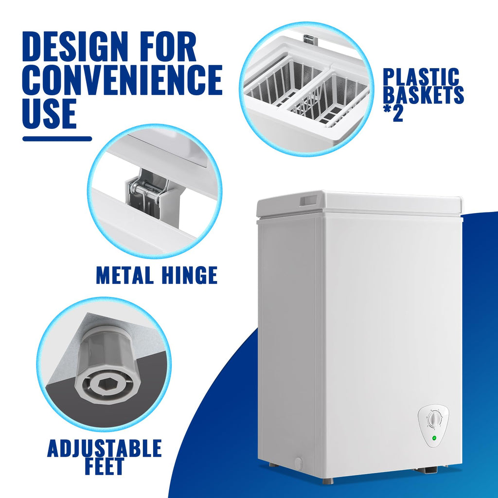 2.2 Cu. Ft. White Chest Freezer with Removable Basket I7385