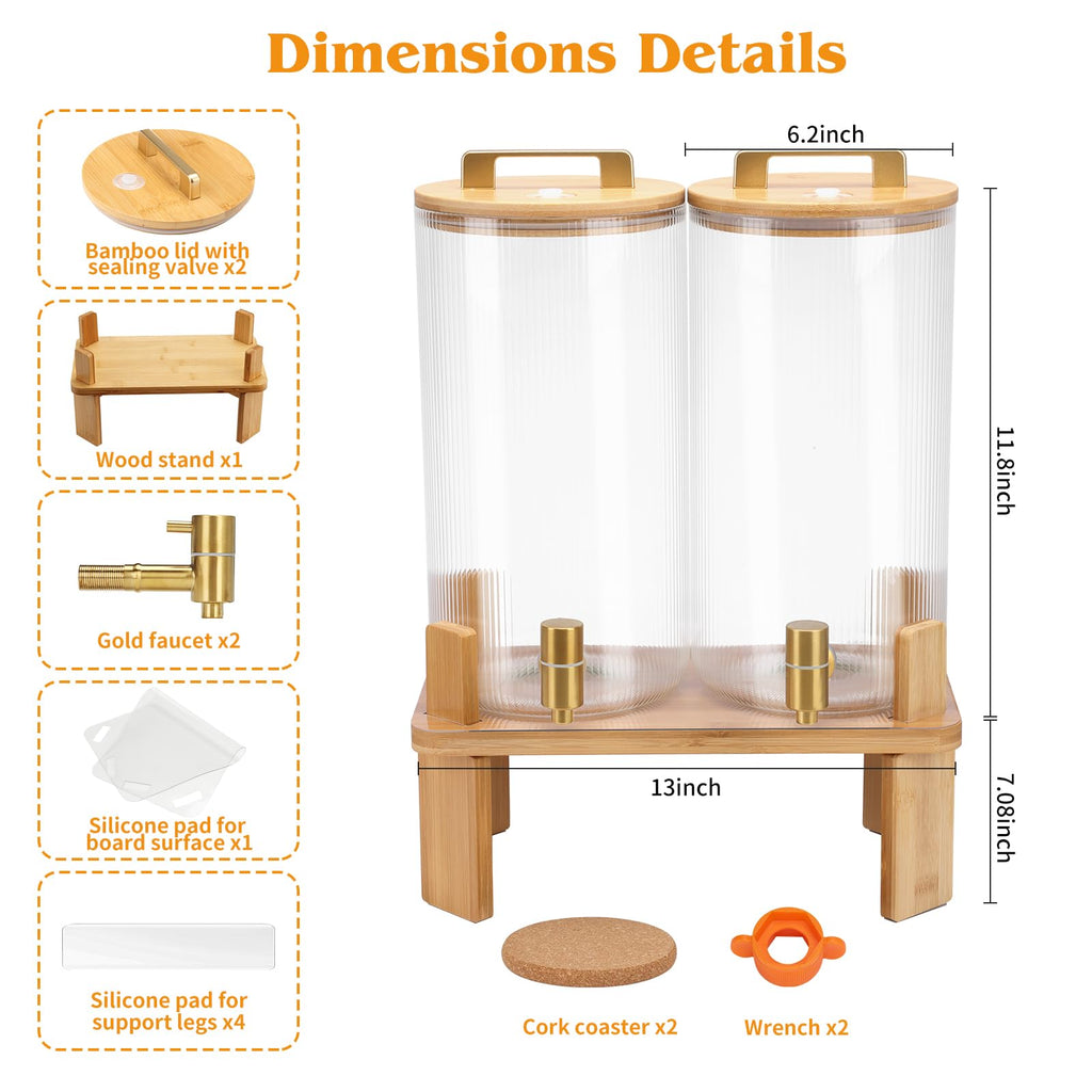 1.5 Gallon Drink Dispensers with Wood Stand V1262