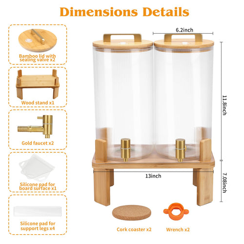 1.5 Gallon Drink Dispensers with Wood Stand V1262