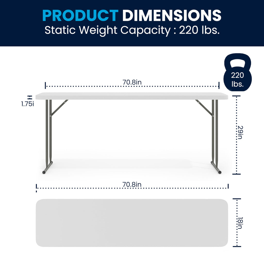 Plastic Folding Table, Granite White, 10-Pack E264