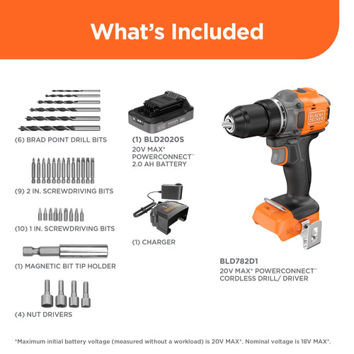 20V MAX Cordless Brushless Drill Driver with 30 Pc. Drill Bit Set X59378