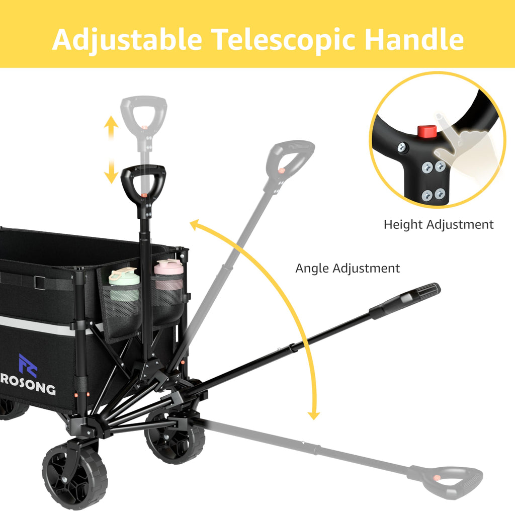 Collapsible Heavy Duty Wagon Cart with Wheels 120L Black N748