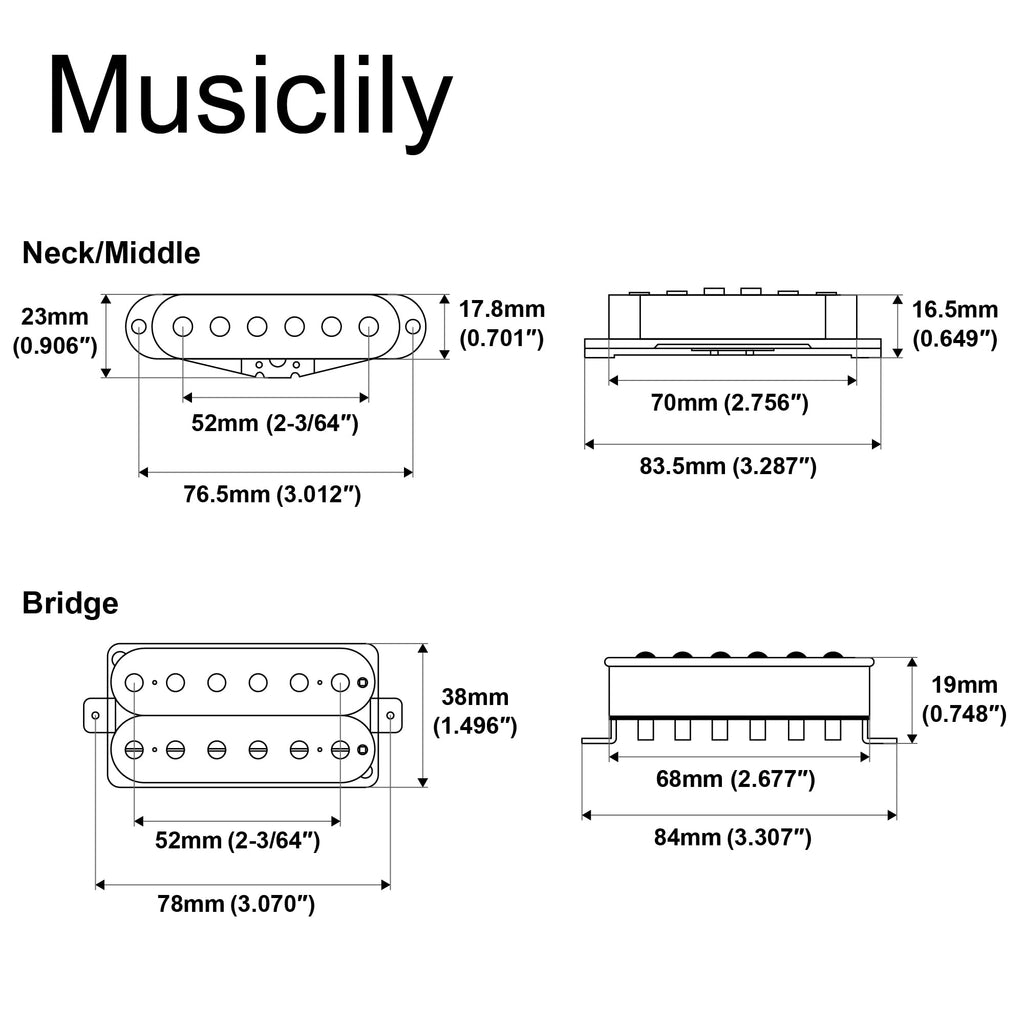 Alnico 5 Staggered Guitar Pickups Set Black T953
