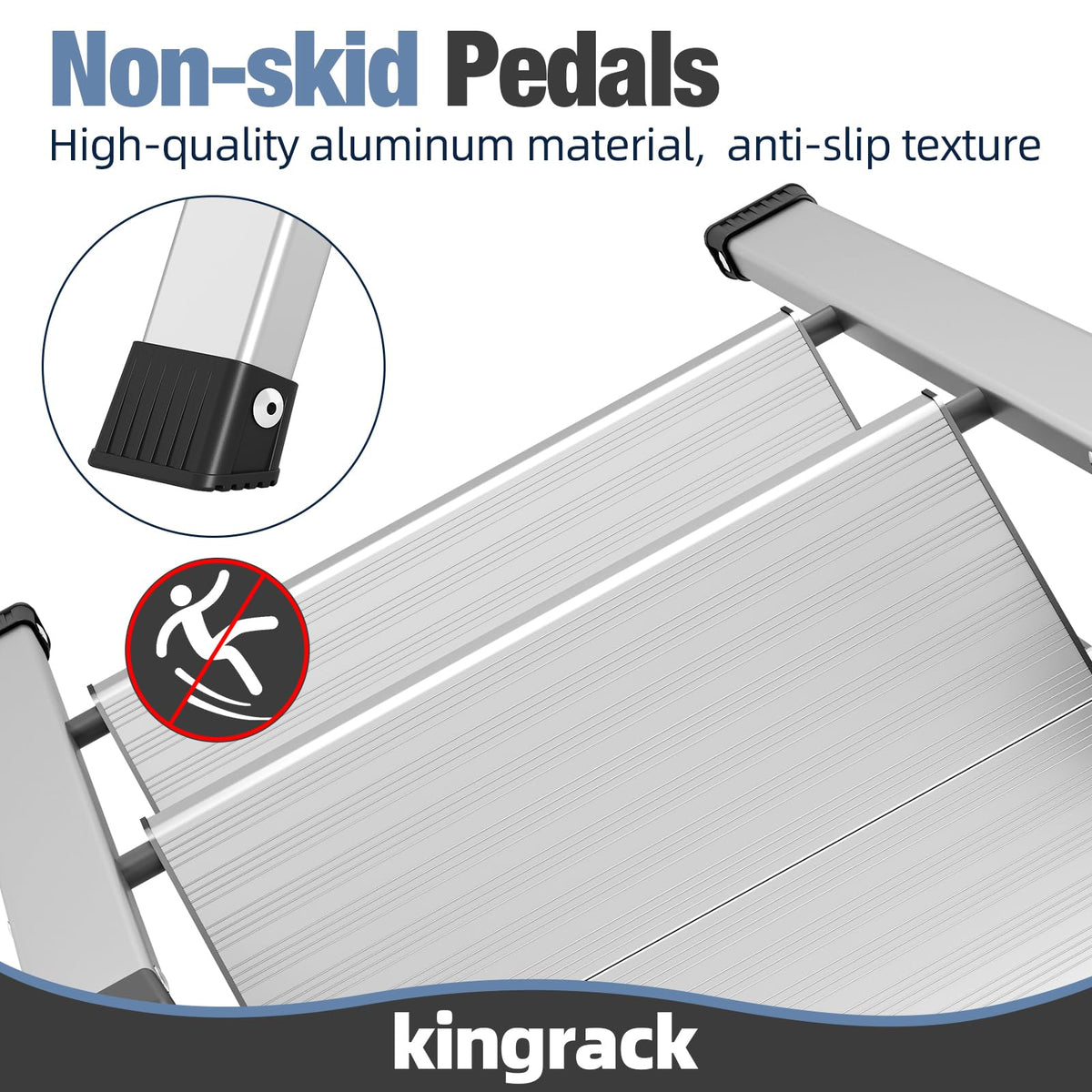 2 Step Aluminum Foldable Step Ladders 330lb Silver L44030