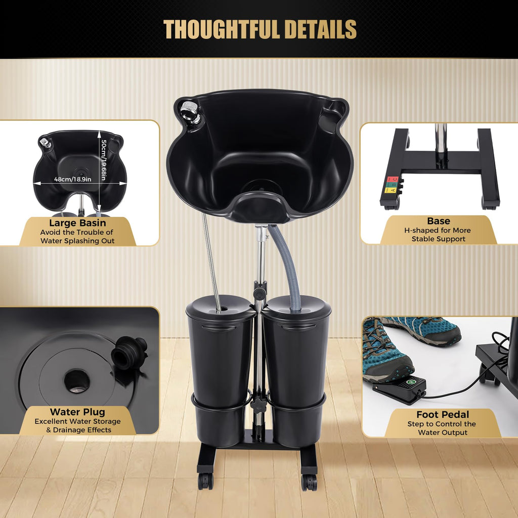 Portable Shampoo Bowl with Electric Pump & 2 Buckets H970565