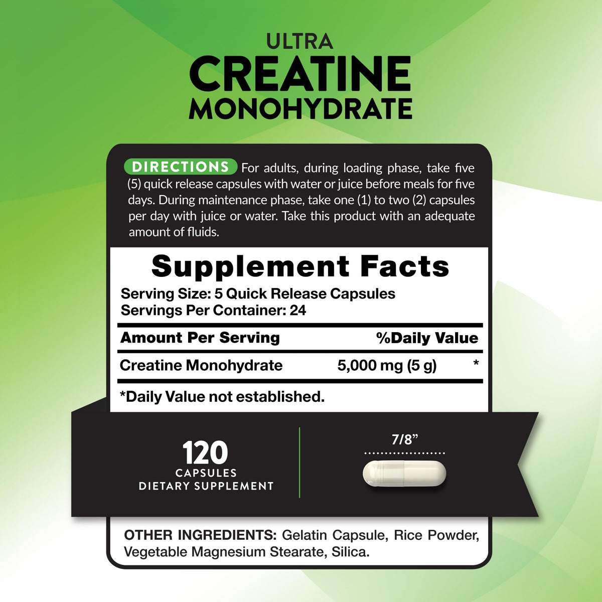 Creatine Monohydrate Capsules 120 Count H957194