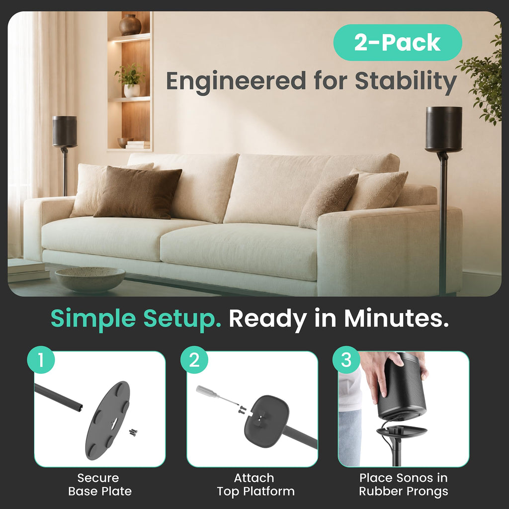 Black 2 Pack Speaker Stands R303