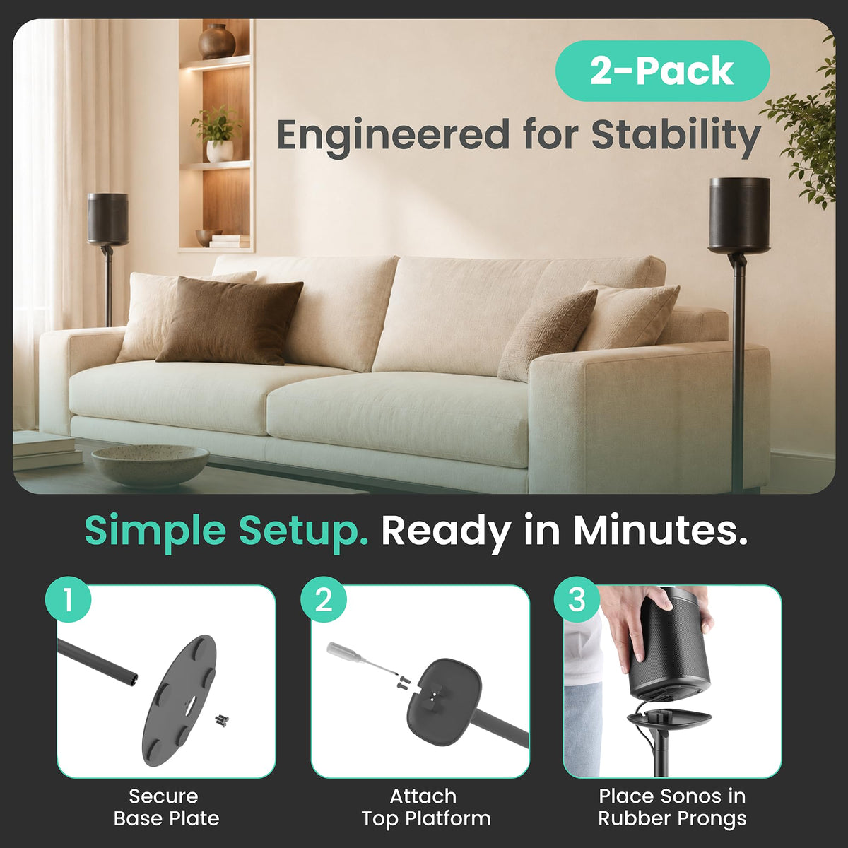 Black 2 Pack Speaker Stands R303