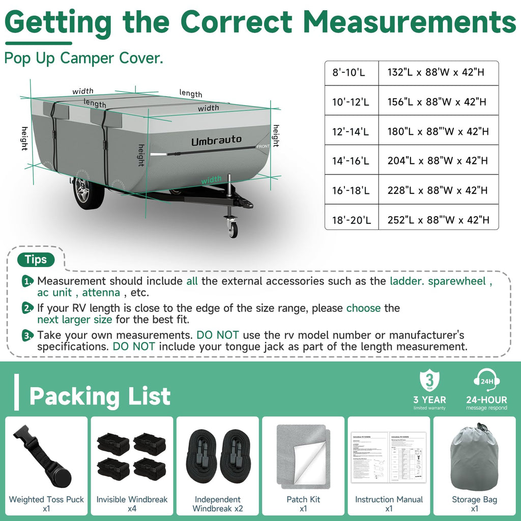14-16ft Waterproof Breathable Ripstop Pop Up Camper Cover Z4771