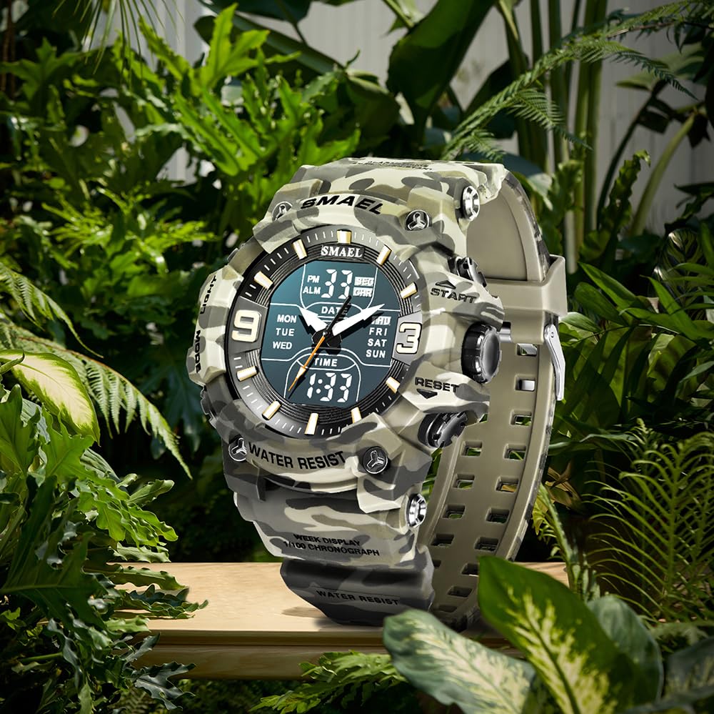 Men Tactical Analog Digital Sport Watch 50M LED S63066