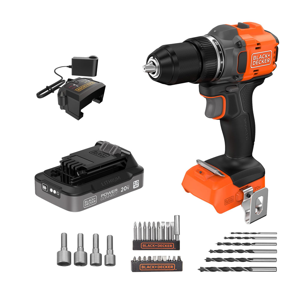 20V MAX Cordless Brushless Drill Driver with 30 Pc. Drill Bit Set X59378