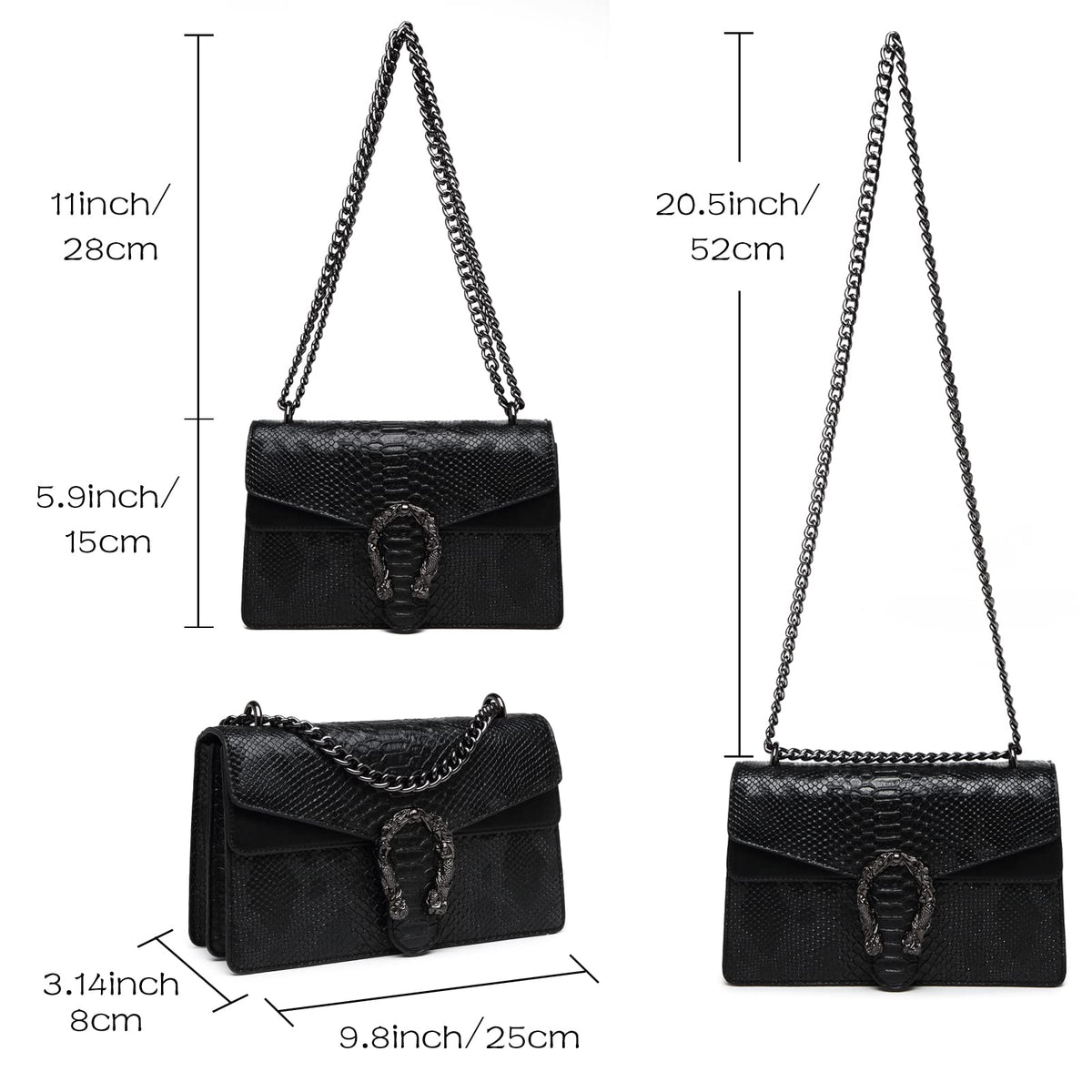 Snake Printed Leather Crossbody Bag B29990