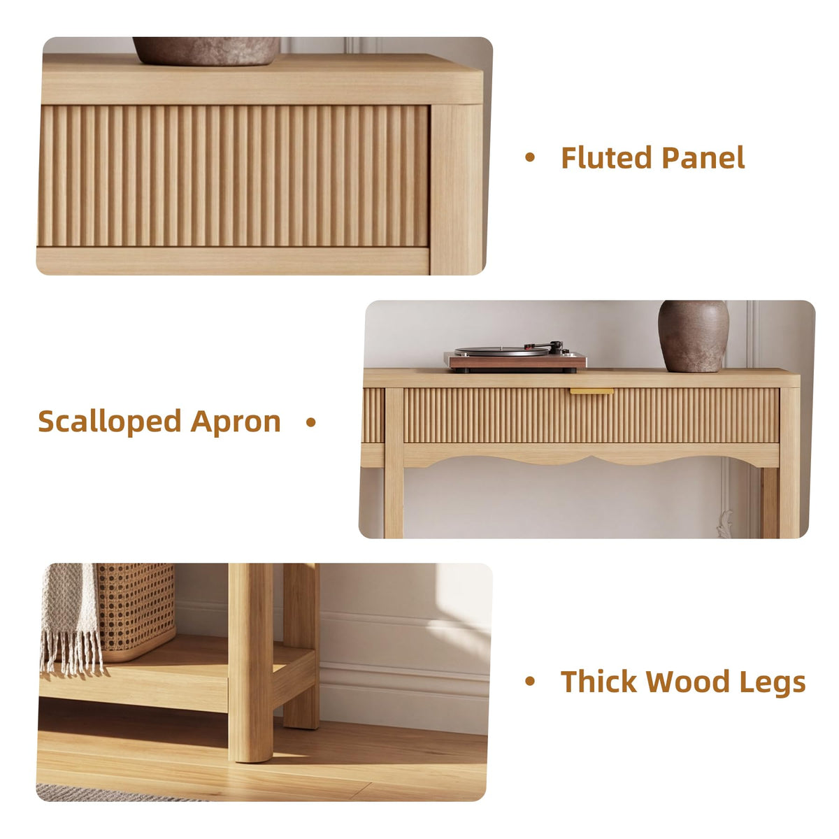71" Oak Console Table with Storage I13097