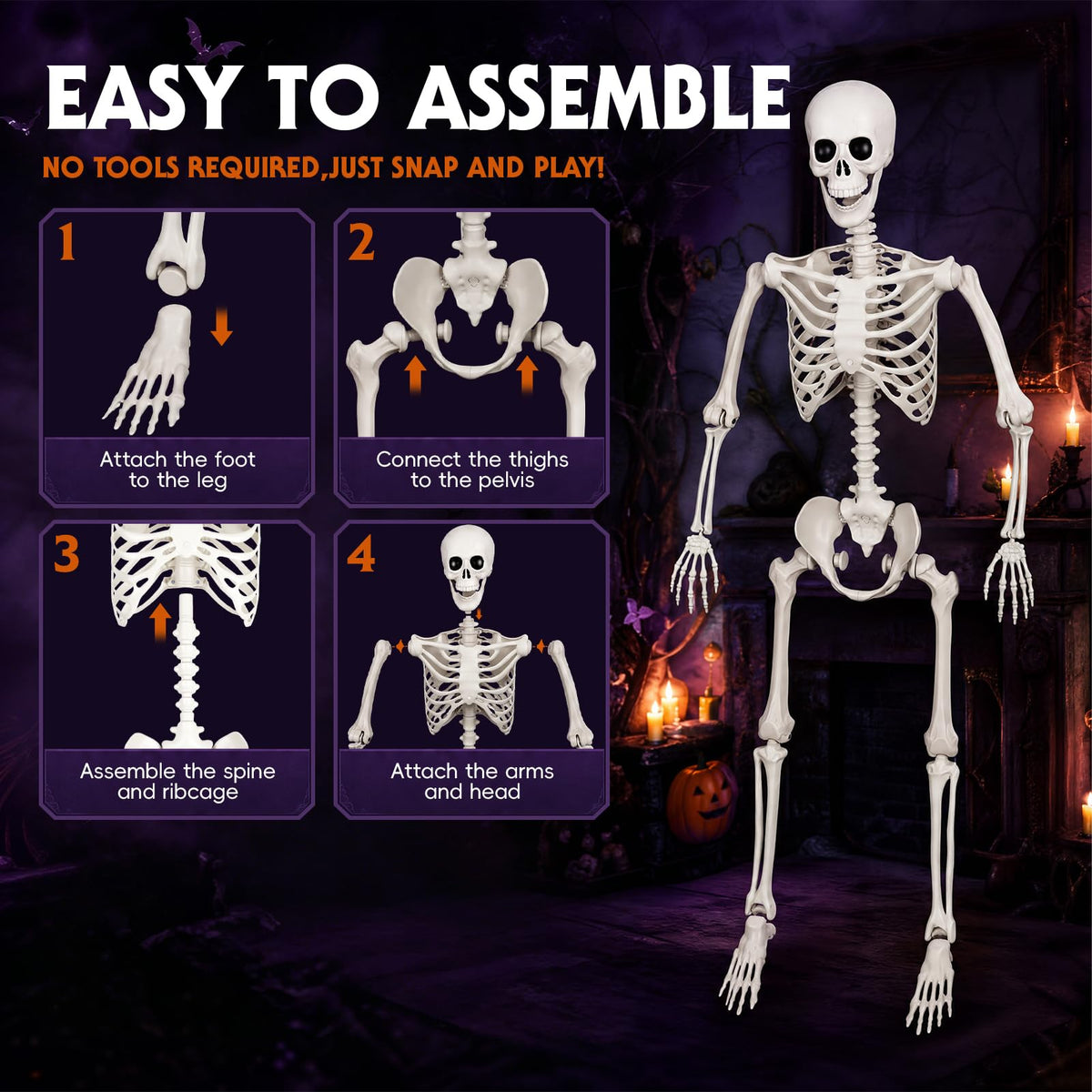 5.4 Ft Halloween Full Body Skeleton T3236