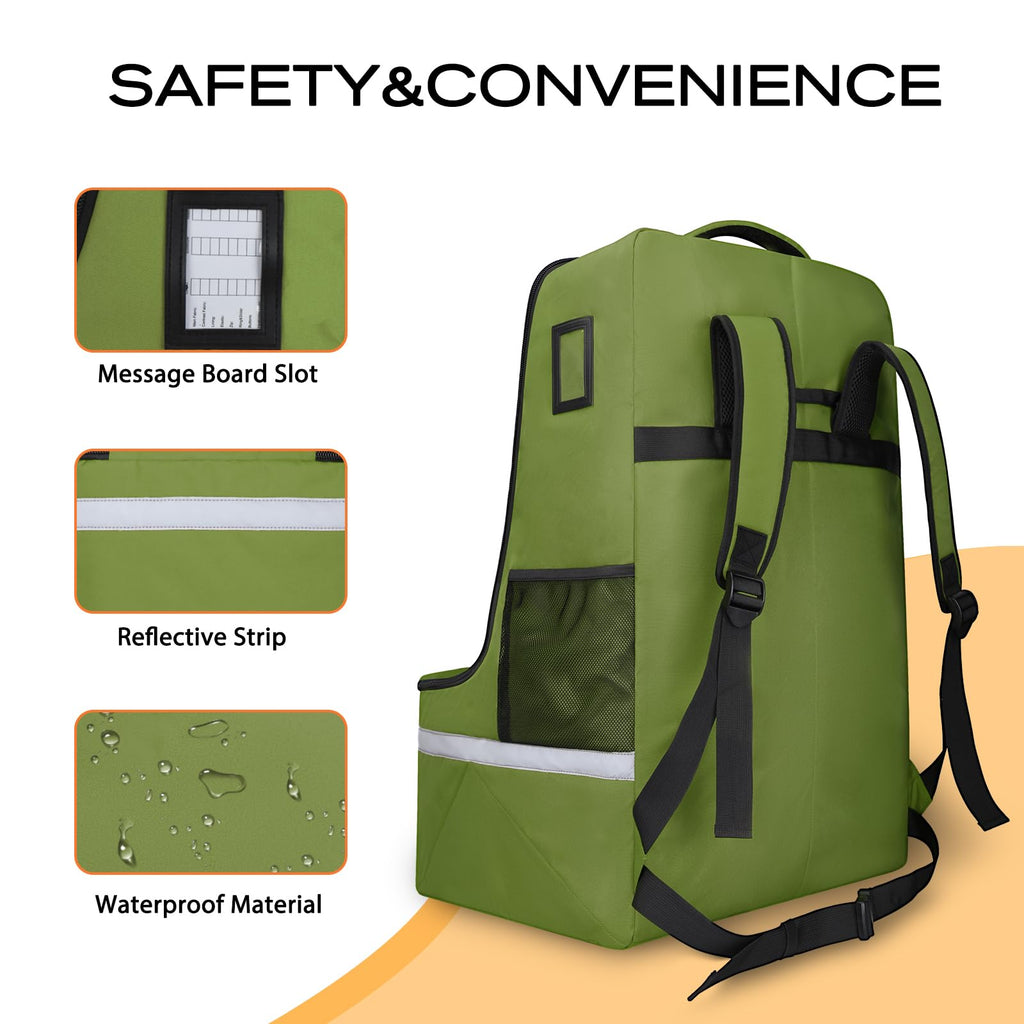 Green Padded Car Seat Travel Bag with Waist Belt U8225