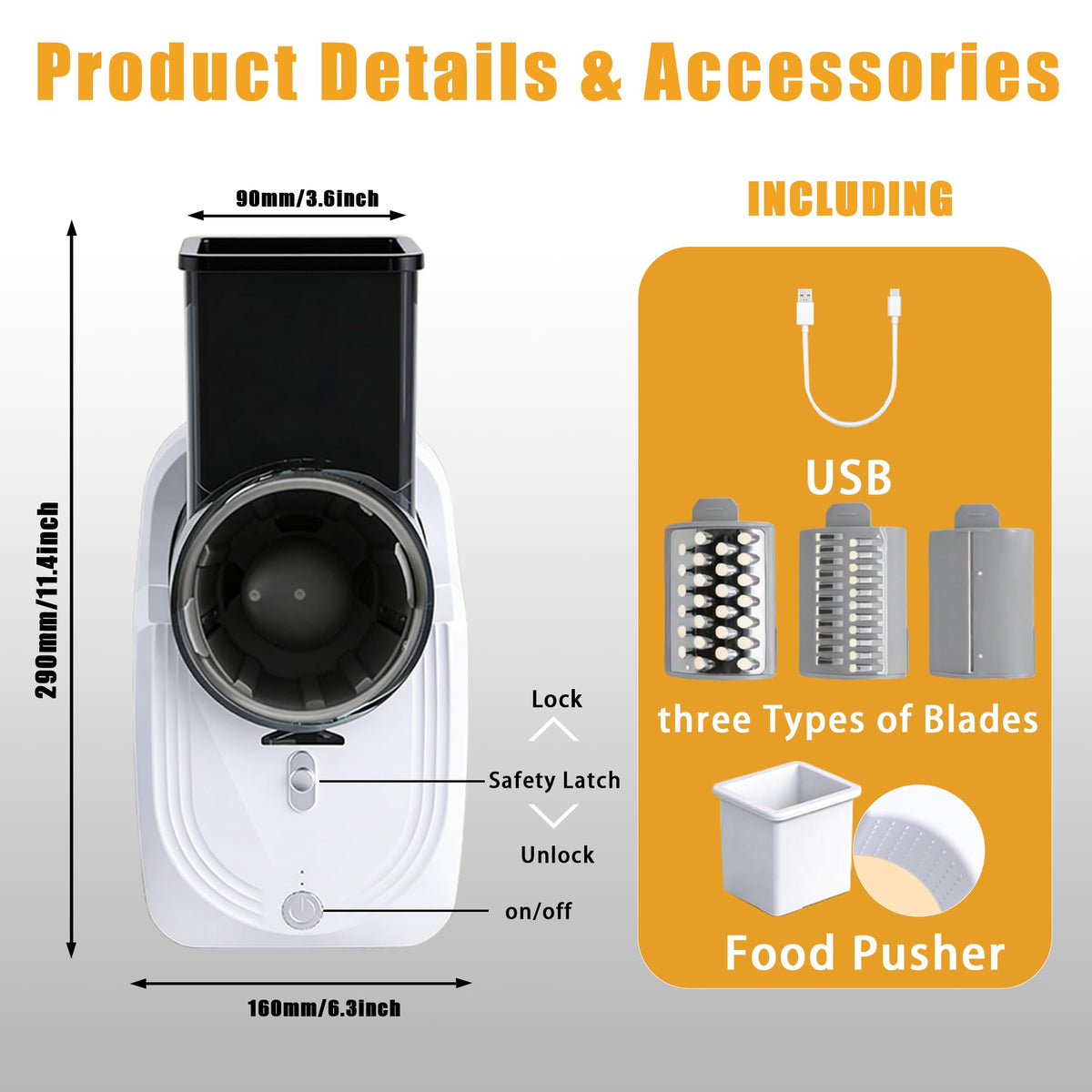 Cordless Electric Vegetable Slicer Chopper & Cheese Grater T465
