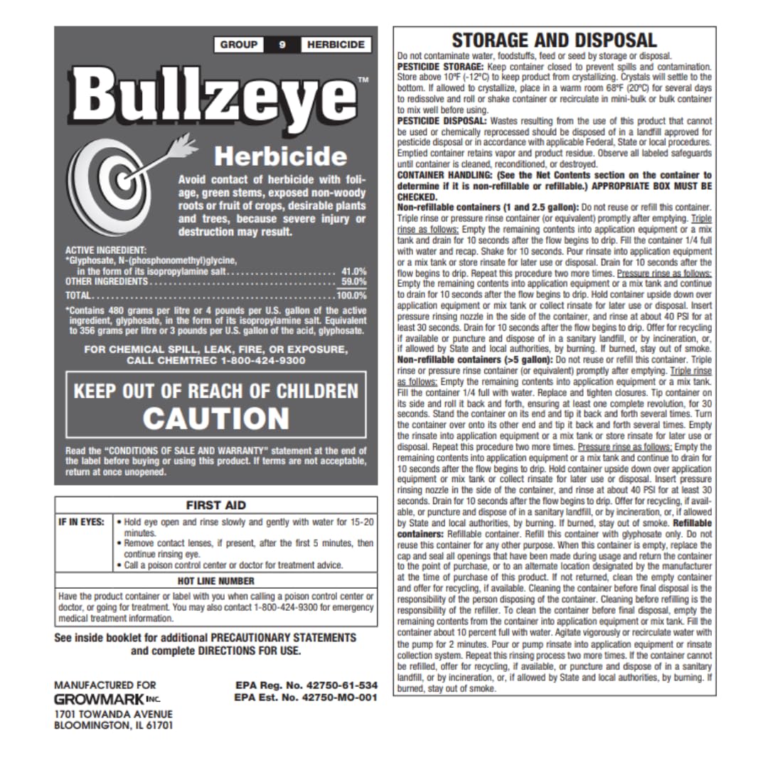 41% Glyphosate Herbicide 2.5 Gallon M117982