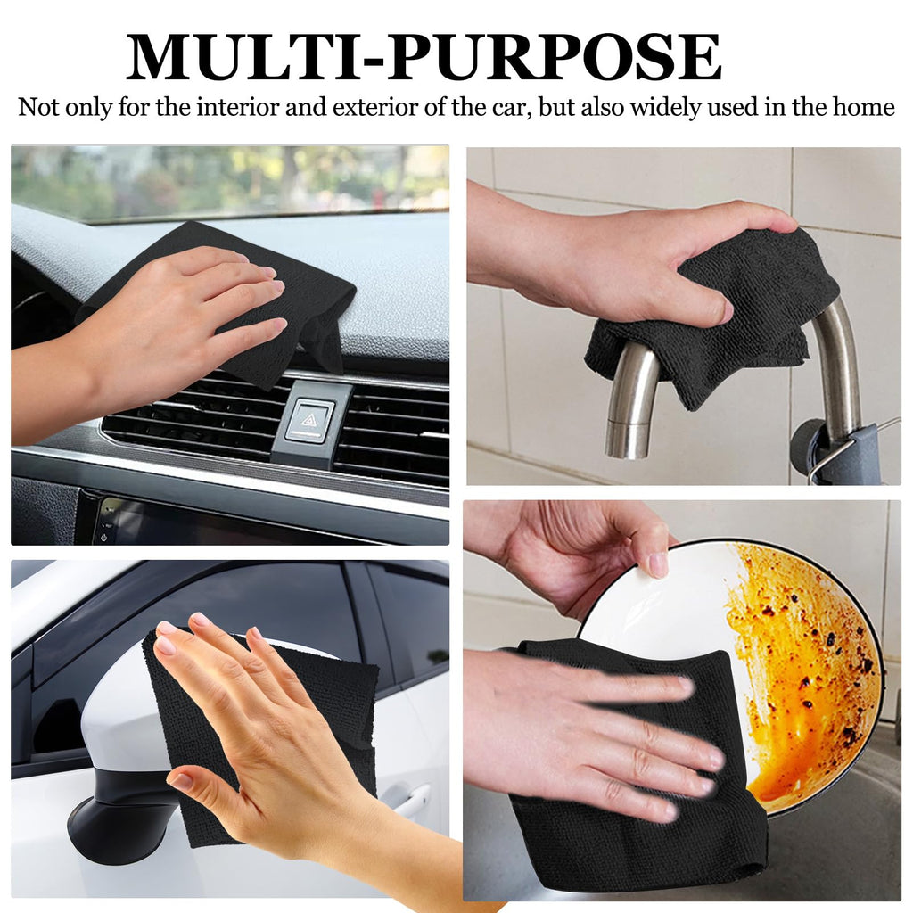 50PCS Microfiber Cleaning Cloth Roll, 10"×10" Black H442850