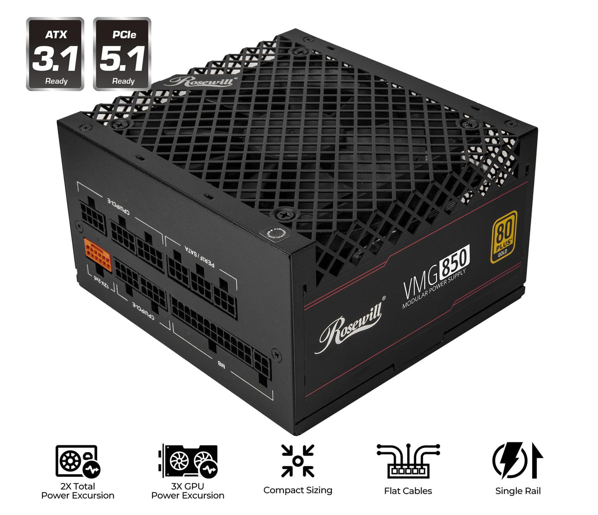 850W 80+ Gold Full Modular ATX 3.0 Power Supply W9238