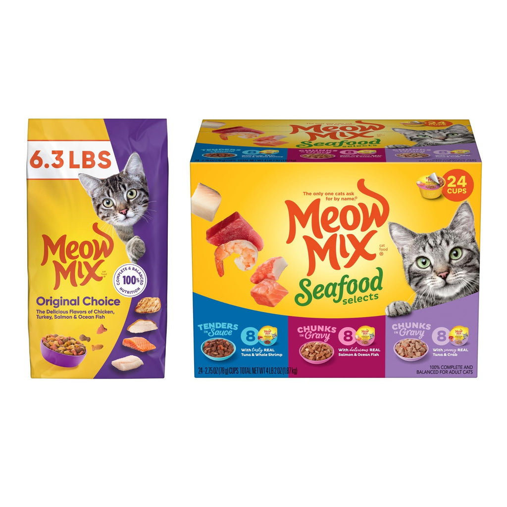 Dry Cat Food 6.3 Pound and Wet Cat Food Variety Pack 2.75 Ounce (Pack of 24) S2071