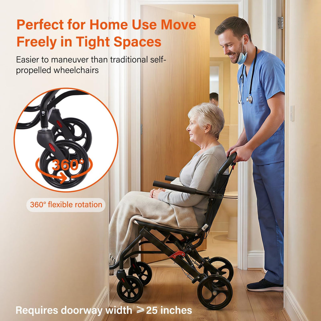 Lightweight Foldable Transport Wheelchair V7267