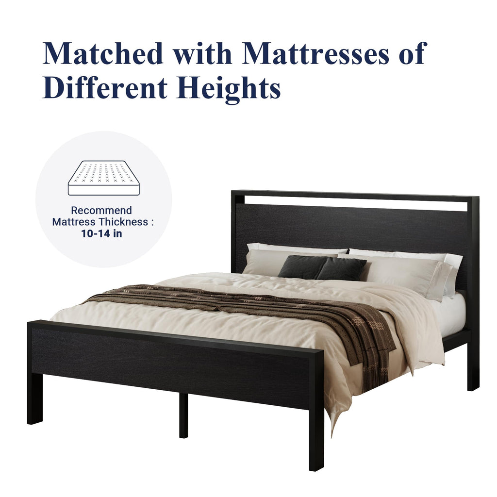 Queen Size Black Oak Bed Frame N4424