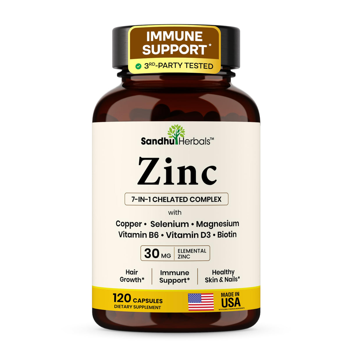 Zinc 30mg 120 Capsules with Copper Selenium Biotin E862