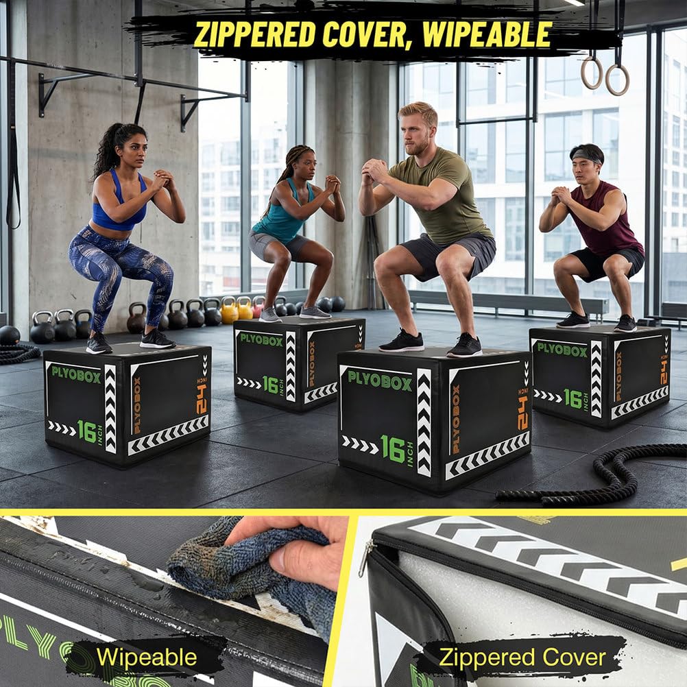 3-in-1 Foam Plyometric Jump Box, 16/20/24 Inch H989425