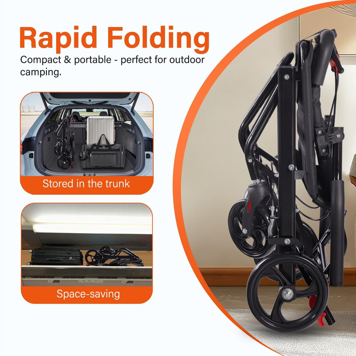 Lightweight Foldable Transport Wheelchair V7267
