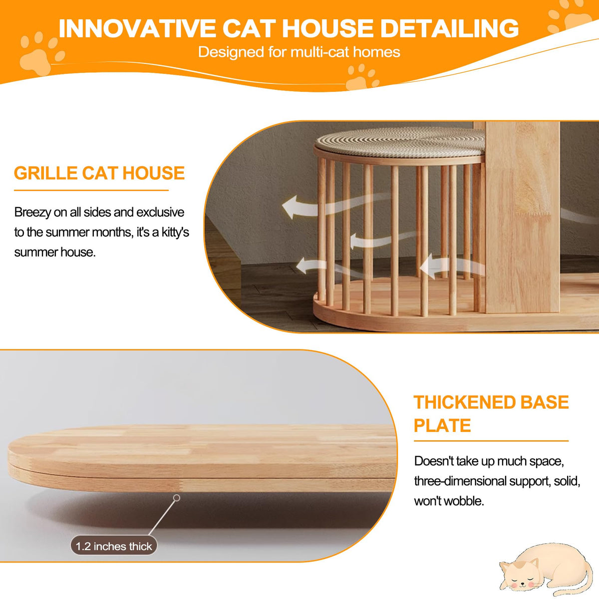 Solid Wooden Cat Tree Tower with Scratching Post F63707
