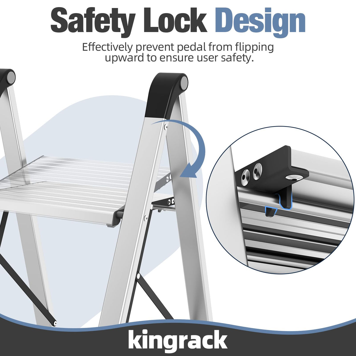 2 Step Aluminum Foldable Step Ladders 330lb Silver L44030