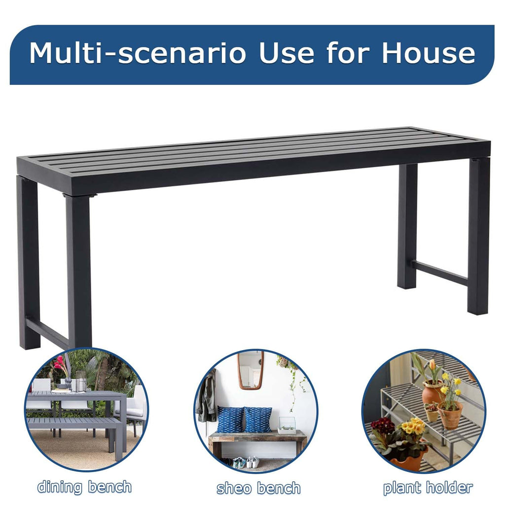 46" Black Metal Backless Outdoor Bench W872780