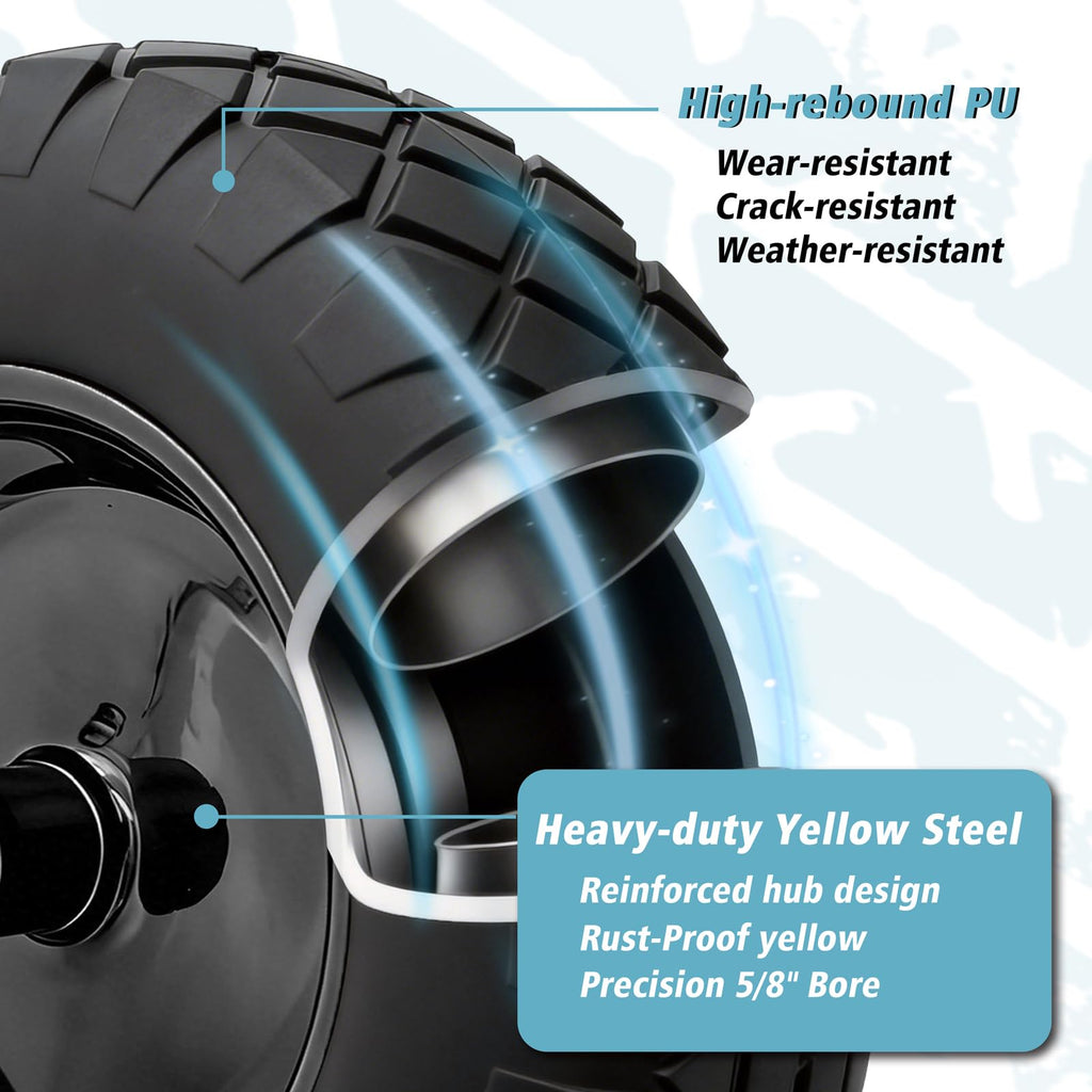 16" Flat Free Solid Rubber Wheelbarrow Wheels, 2 Pack U456878