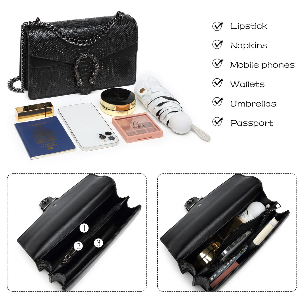 Snake Printed Leather Crossbody Bag B29990