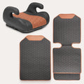 Black-Brown Backless Booster Seat, Waterproof Leather Seat Protector & Kick Mat Set O5351