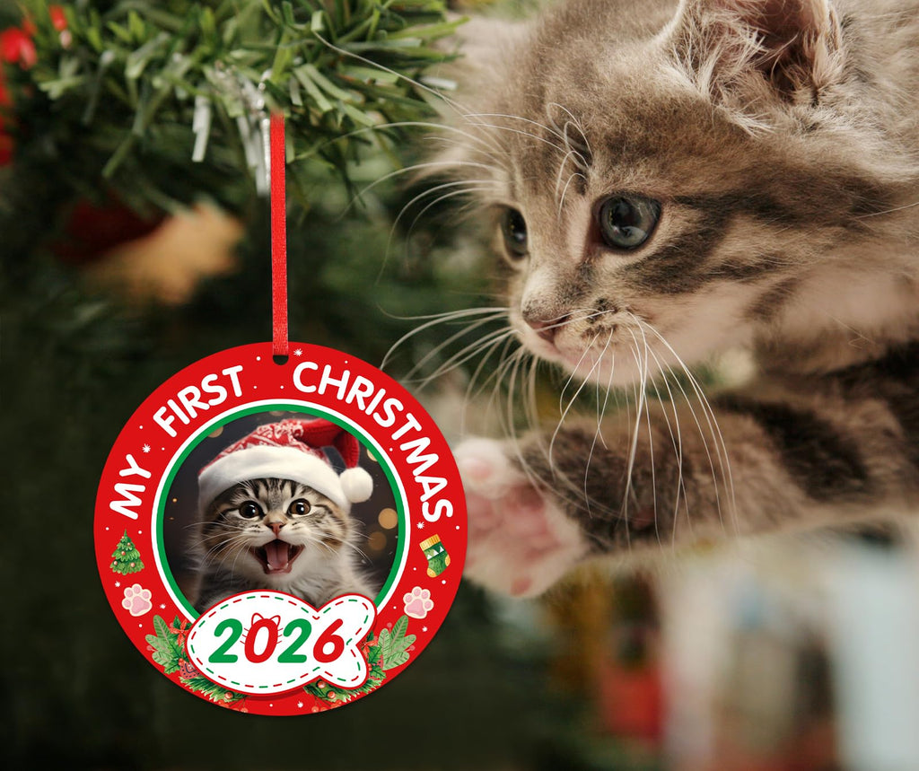 Personalized Picture Frame Cat's First Christmas Ornament 2026 P577