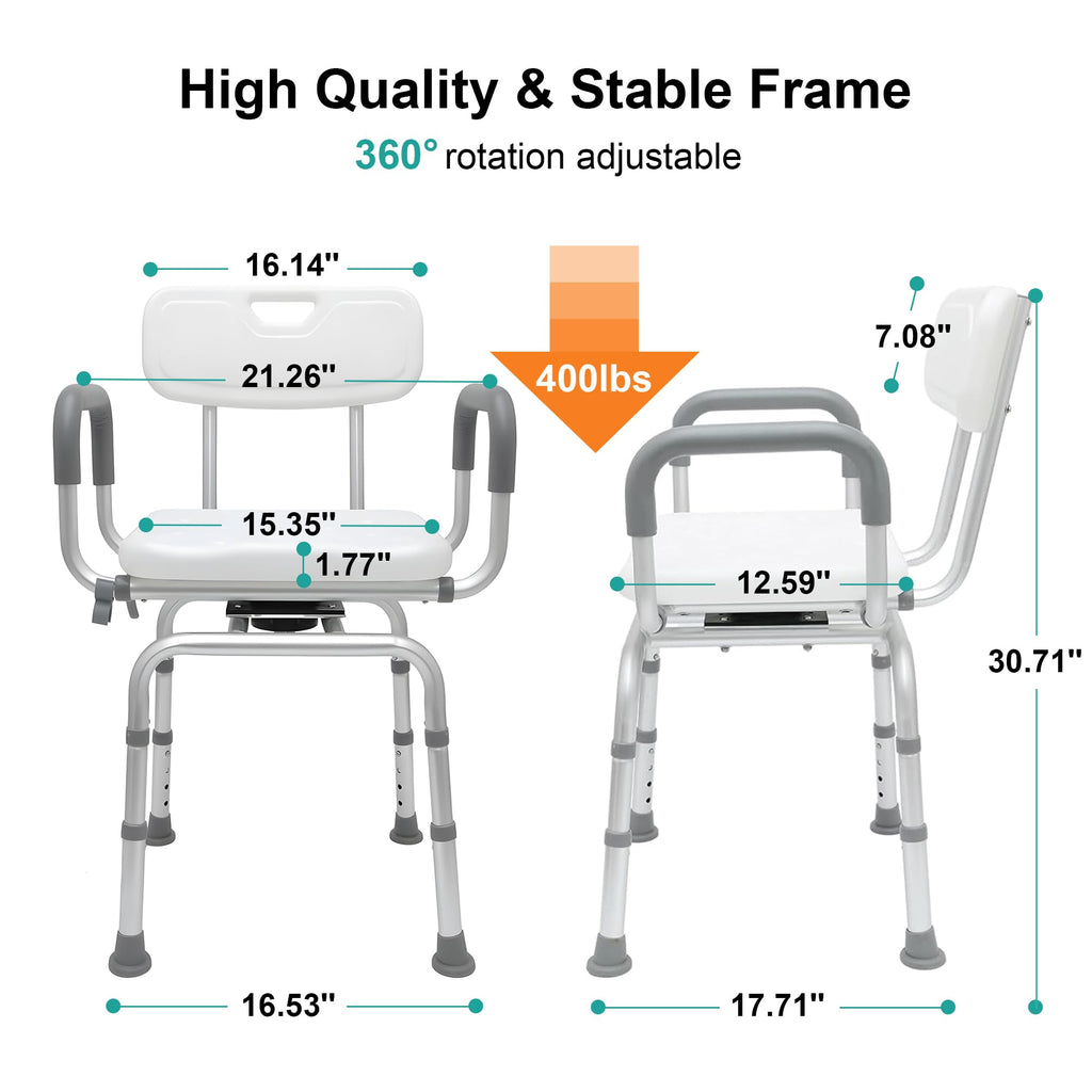 Swivel Shower Chair with Arms & Backrest I844